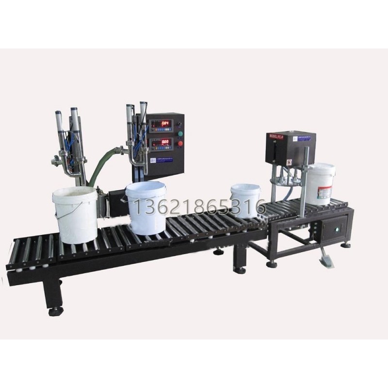 半自動稱重灌裝機20L+桶蓋壓蓋機