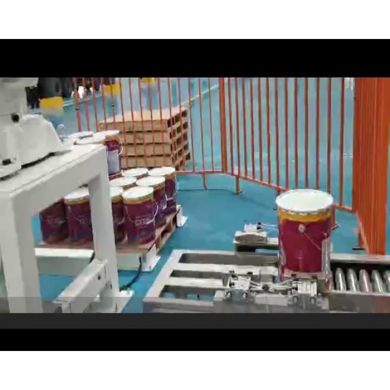 全自動桶裝機器人灌裝碼垛生產(chǎn)線